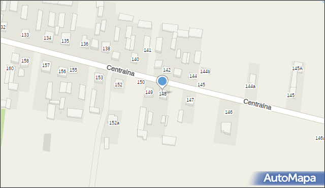Osiny, Centralna, 148, mapa Osiny