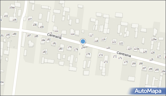 Osiny, Centralna, 177, mapa Osiny