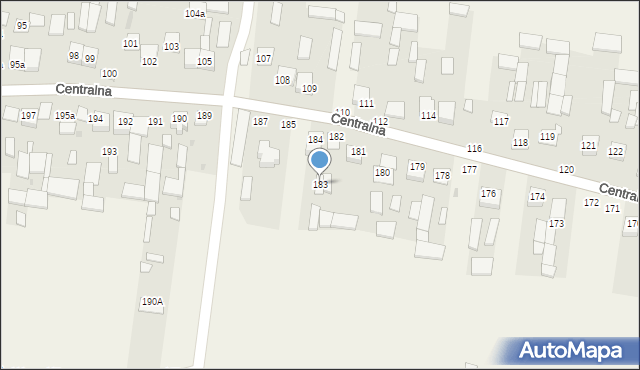 Osiny, Centralna, 183, mapa Osiny