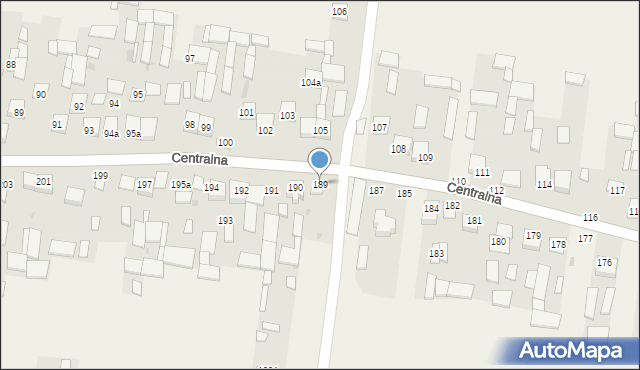 Osiny, Centralna, 189, mapa Osiny