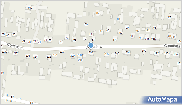 Osiny, Centralna, 206, mapa Osiny
