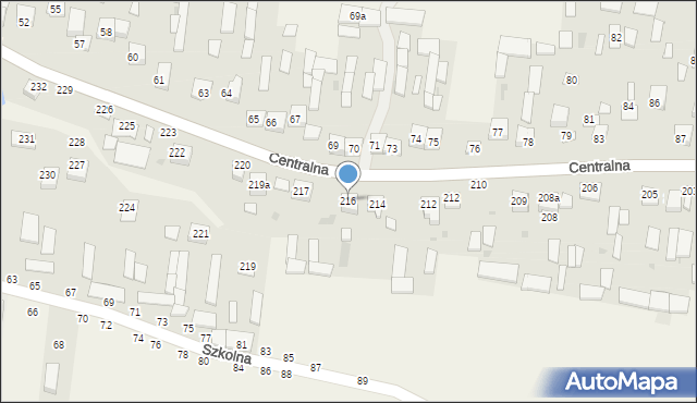 Osiny, Centralna, 216, mapa Osiny