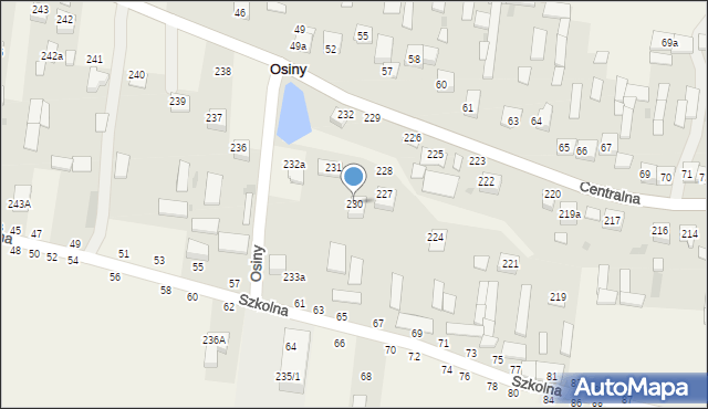 Osiny, Centralna, 230, mapa Osiny