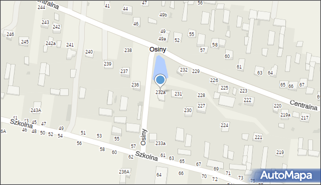 Osiny, Centralna, 232a, mapa Osiny