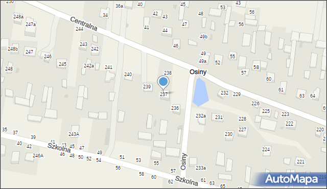 Osiny, Centralna, 237, mapa Osiny