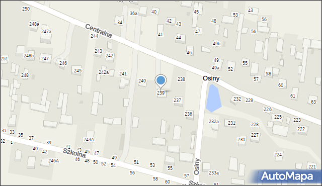 Osiny, Centralna, 239, mapa Osiny