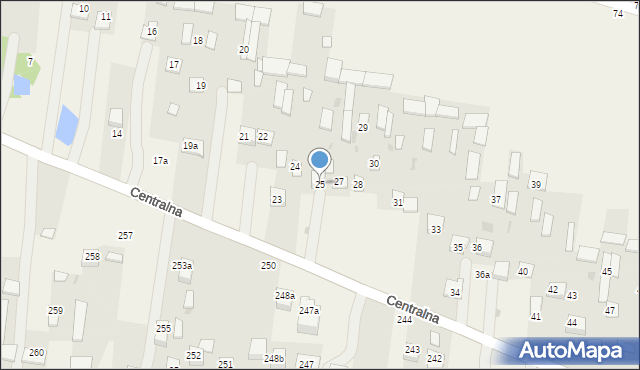 Osiny, Centralna, 25, mapa Osiny