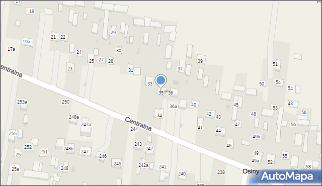 Osiny, Centralna, 35, mapa Osiny