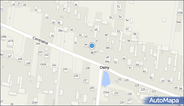 Osiny, Centralna, 46, mapa Osiny