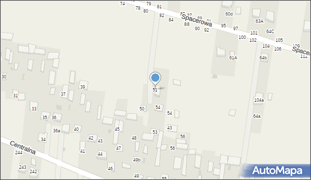 Osiny, Centralna, 51, mapa Osiny