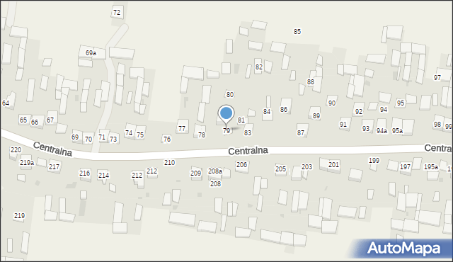 Osiny, Centralna, 79, mapa Osiny