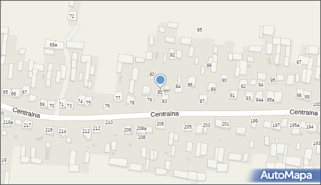 Osiny, Centralna, 81, mapa Osiny