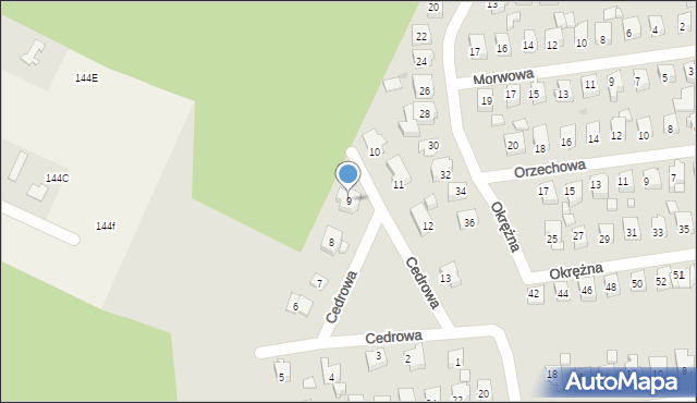 Ostrowiec Świętokrzyski, Cedrowa, 9, mapa Ostrowiec Świętokrzyski