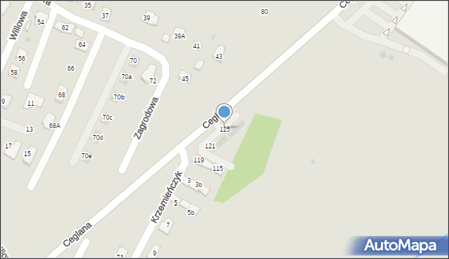 Oświęcim, Ceglana, 125, mapa Oświęcimia
