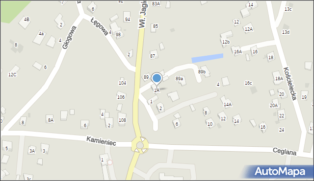 Oświęcim, Ceglana, 1A, mapa Oświęcimia