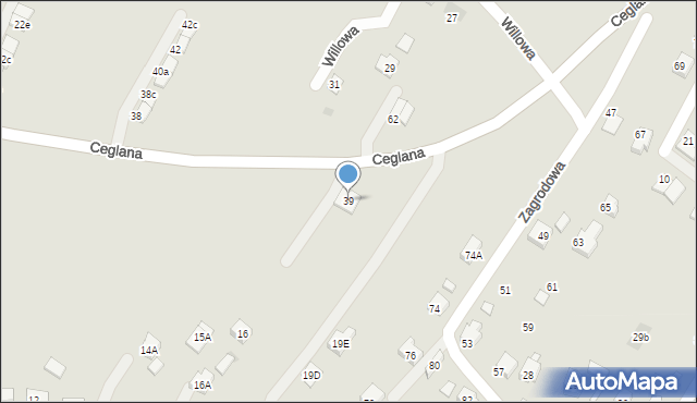 Oświęcim, Ceglana, 39, mapa Oświęcimia