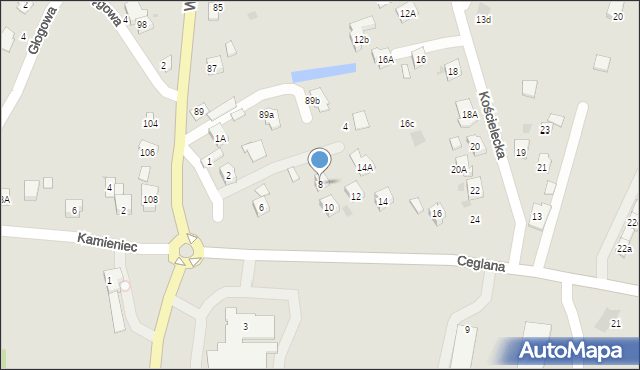 Oświęcim, Ceglana, 8, mapa Oświęcimia