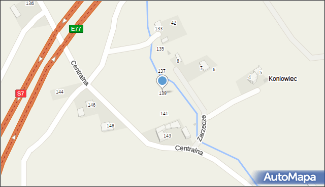 Pielgrzymowice, Centralna, 139, mapa Pielgrzymowice