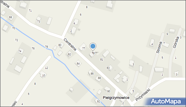 Pielgrzymowice, Centralna, 79, mapa Pielgrzymowice