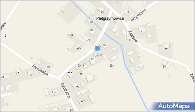 Pielgrzymowice, Centralna, 91, mapa Pielgrzymowice