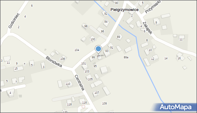 Pielgrzymowice, Centralna, 97, mapa Pielgrzymowice