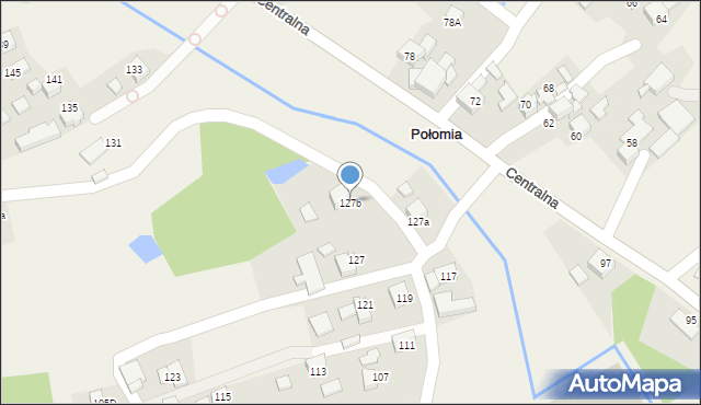 Połomia, Centralna, 127b, mapa Połomia