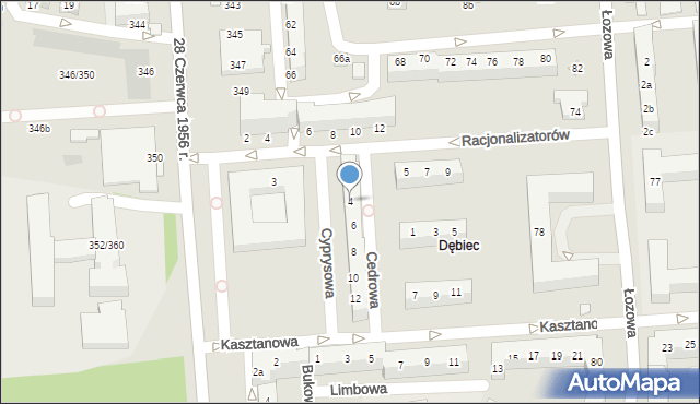 Poznań, Cedrowa, 4, mapa Poznania