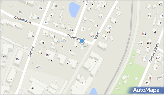 Pruszków, Cegielniana, 1, mapa Pruszków