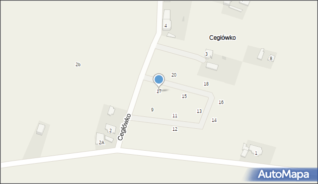 Przybyszów, Cegłówko, 17, mapa Przybyszów