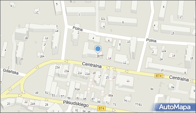 Puławy, Centralna, 16, mapa Puław