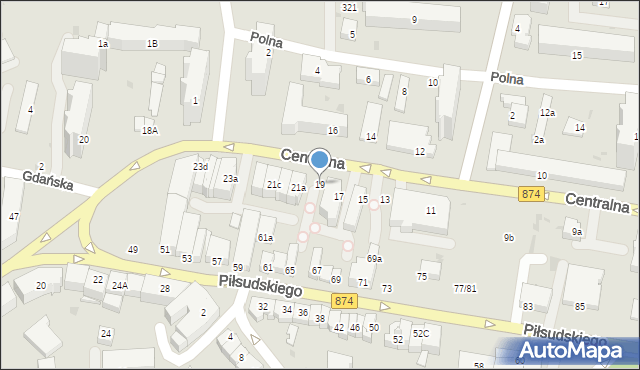 Puławy, Centralna, 19, mapa Puław
