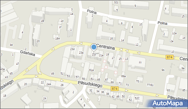 Puławy, Centralna, 21c, mapa Puław