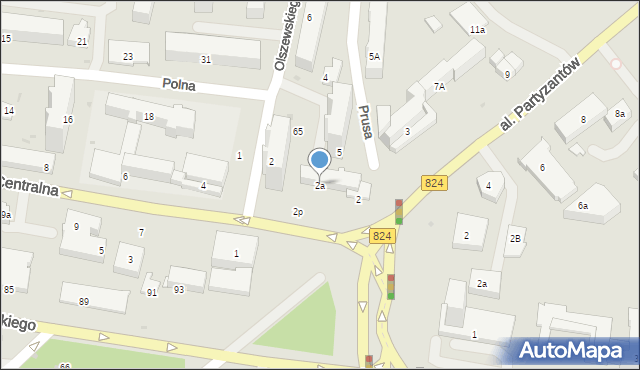 Puławy, Centralna, 2a, mapa Puław