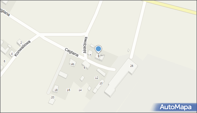 Pysząca, Ceglana, 9, mapa Pysząca