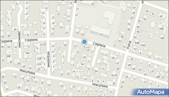Radom, Ceglana, 19A, mapa Radomia
