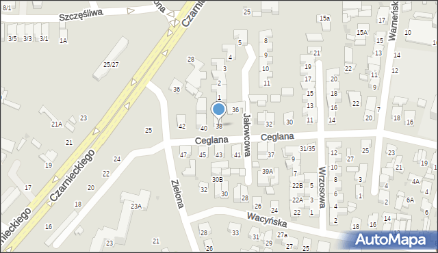 Radom, Ceglana, 38, mapa Radomia