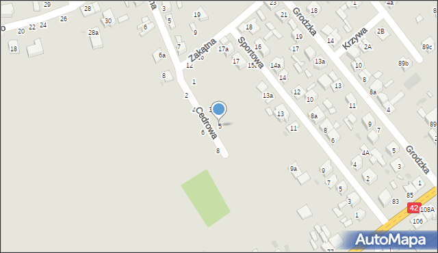 Radomsko, Cedrowa, 5, mapa Radomsko