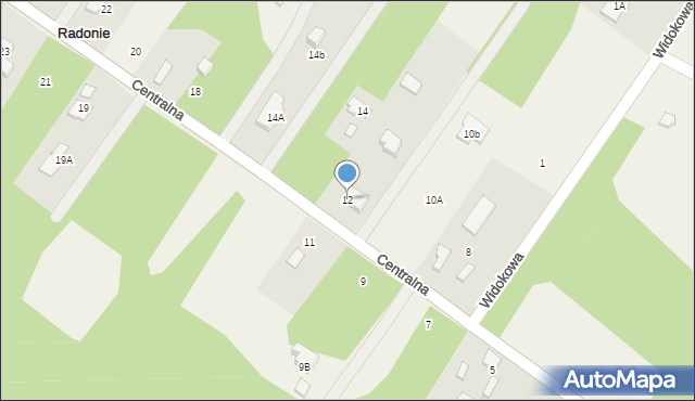 Radonie, Centralna, 12, mapa Radonie