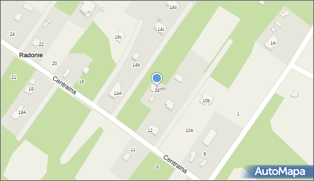 Radonie, Centralna, 14, mapa Radonie