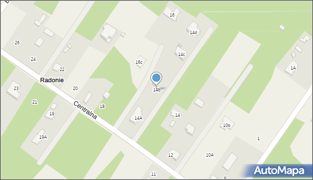 Radonie, Centralna, 14b, mapa Radonie