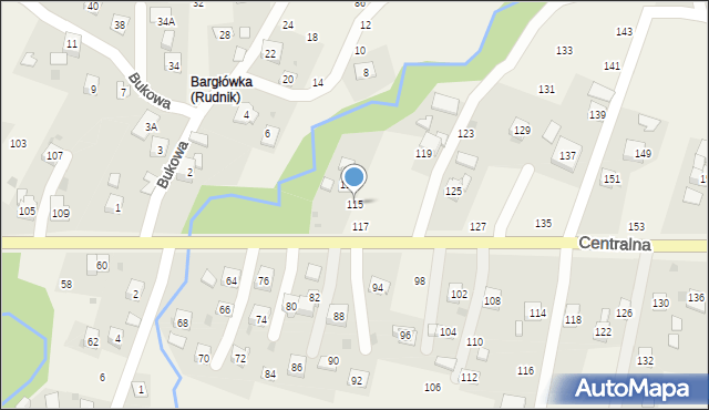 Rudnik, Centralna, 115, mapa Rudnik