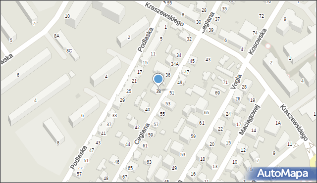 Siedlce, Ceglana, 38, mapa Siedlce