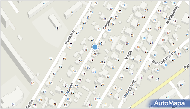 Siedlce, Ceglana, 69, mapa Siedlce