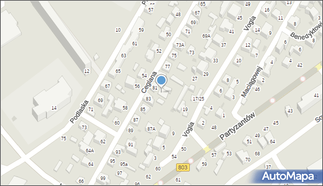 Siedlce, Ceglana, 81a, mapa Siedlce