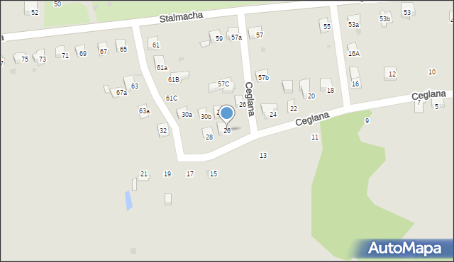 Skoczów, Ceglana, 26, mapa Skoczów