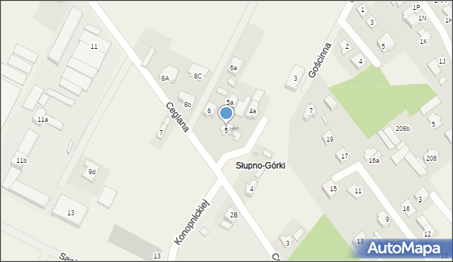 Słupno, Ceglana, 5, mapa Słupno