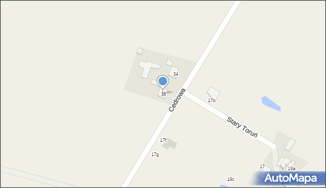 Stary Toruń, Cedrowa, 36, mapa Stary Toruń