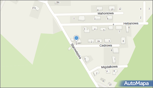 Stary Żagań, Cedrowa, 1, mapa Stary Żagań