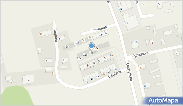 Stawiguda, Ceglana, 12a, mapa Stawiguda