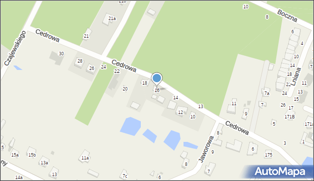 Stróża, Cedrowa, 16, mapa Stróża